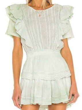 LoveShackFancy Natasha Heritage Mini Dress in Mint Green